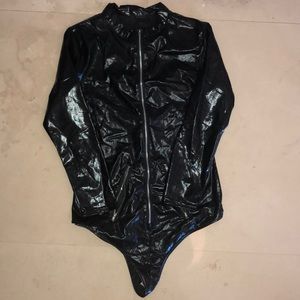 Faux leather bodysuit